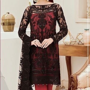 Red and black color  3peice outift comes with pants shirt and scarf.. size small